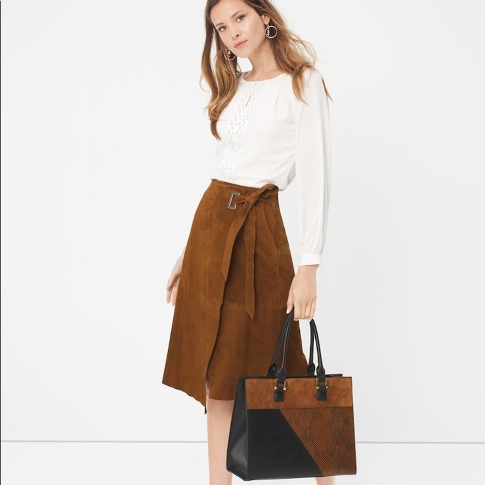 • WHBM suede wrap skirt •